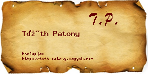 Tóth Patony névjegykártya